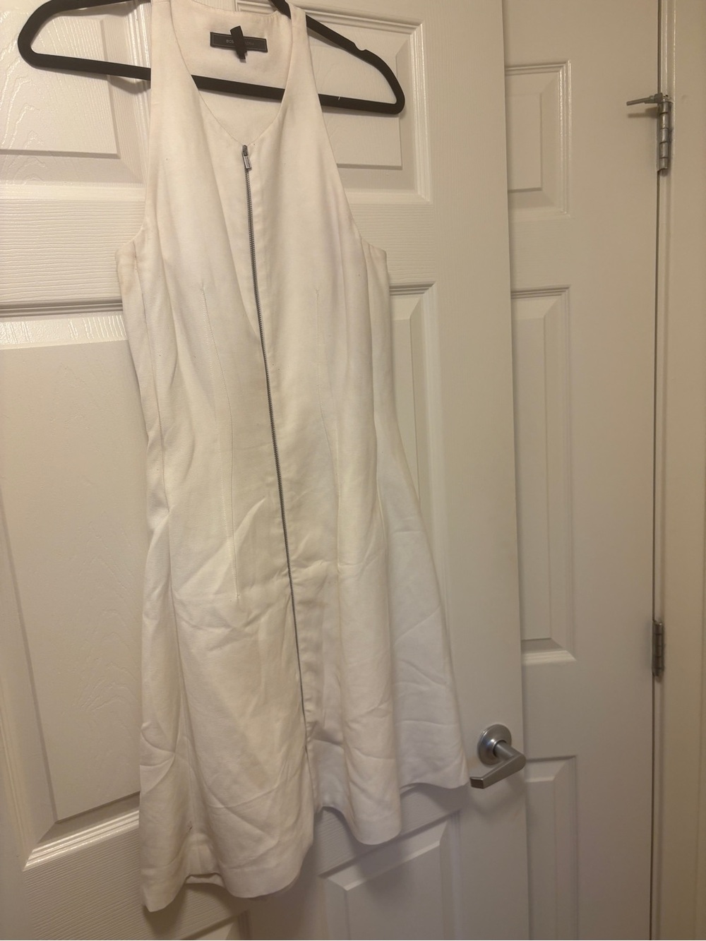 BCBGMaxAzria White Sleeveless Zip-Front Mini Dress